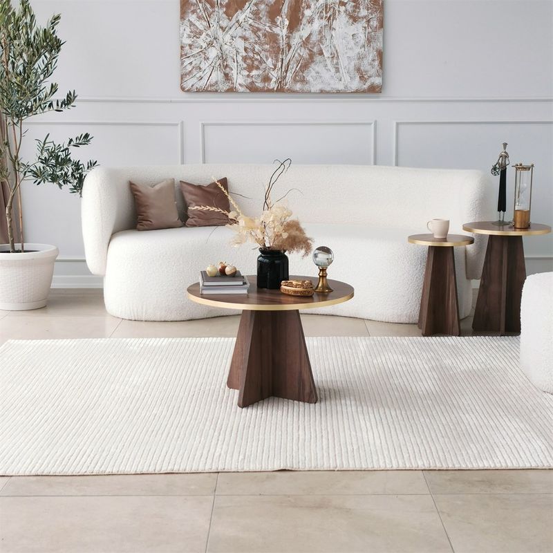 Casa si Gradina - Mobilier - Mese si birouri - Masute de cafea - Masuta de cafea, Hanah Home, pal melaminat, auriu si nuc, 60x60x40 cm - Infinity.ro
