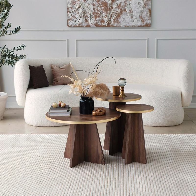 Casa si Gradina - Mobilier - Mese si birouri - Masute de cafea - Masuta de cafea, Hanah Home, pal melaminat, auriu si nuc, 60x60x40 cm - Infinity.ro