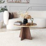 Casa si Gradina - Mobilier - Mese si birouri - Masute de cafea - Masuta de cafea, Hanah Home, pal melaminat, auriu si nuc, 60x60x40 cm - Infinity.ro