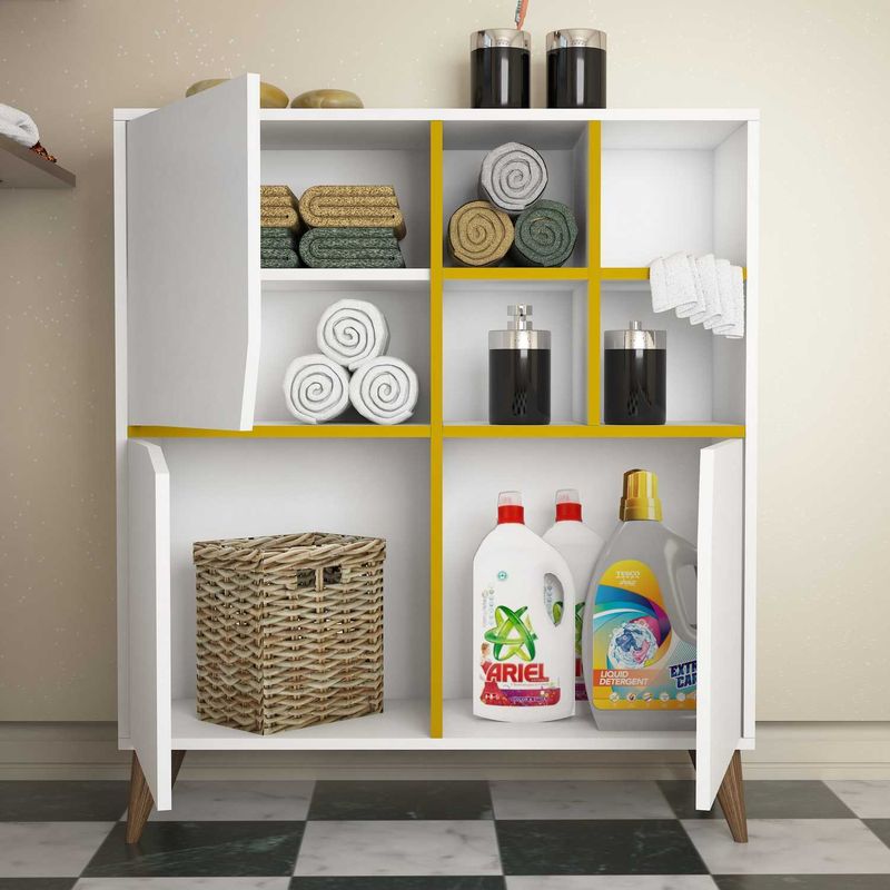 Casa si Gradina - Mobilier - Biblioteci si rafturi - Biblioteci - Dulap multifunctional, Hanah Home, panou aglomerat melaminat, alb galben, 100x30x115 cm - Infinity.ro
