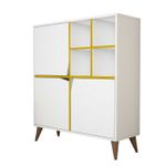 Casa si Gradina - Mobilier - Biblioteci si rafturi - Biblioteci - Dulap multifunctional, Hanah Home, panou aglomerat melaminat, alb galben, 100x30x115 cm - Infinity.ro