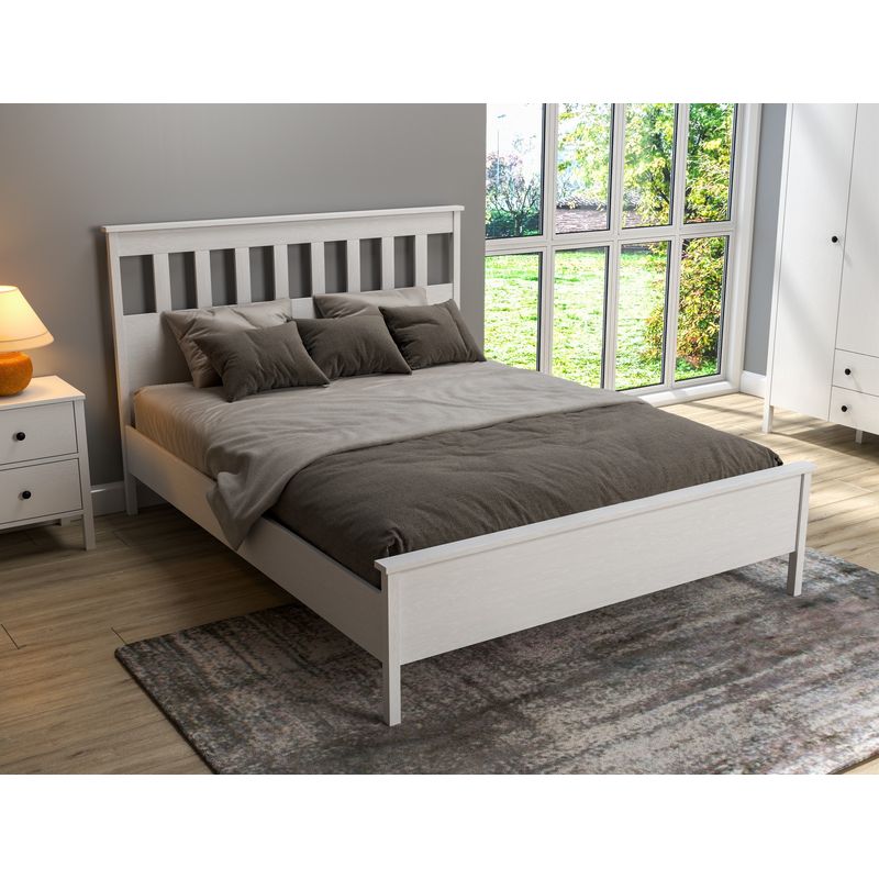 Casa si Gradina - Mobilier - Paturi si accesorii - Paturi - Pat dublu, Hanah Home, pal melaminat, lemn alb, 205x169x95 cm - Infinity.ro