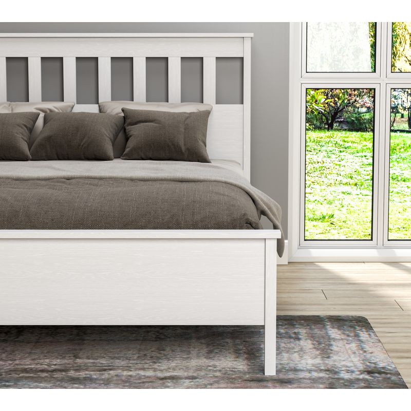 Casa si Gradina - Mobilier - Paturi si accesorii - Paturi - Pat dublu, Hanah Home, pal melaminat, lemn alb, 205x169x95 cm - Infinity.ro