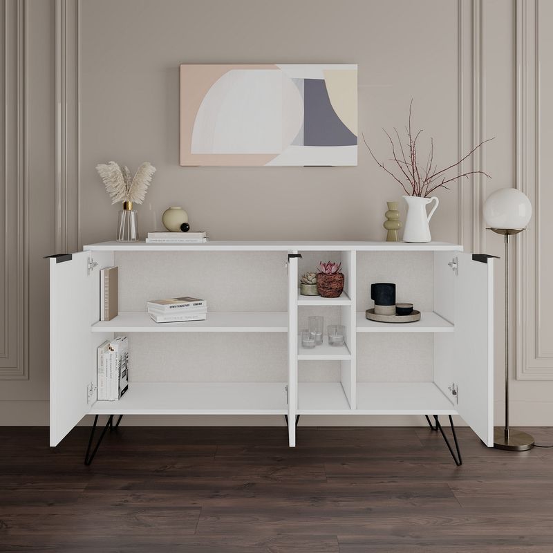 Casa si Gradina - Mobilier - Comode si corpuri - Console - Consola, Hanah Home, pal melaminat, alb, 142x35.6x83 cm - Infinity.ro