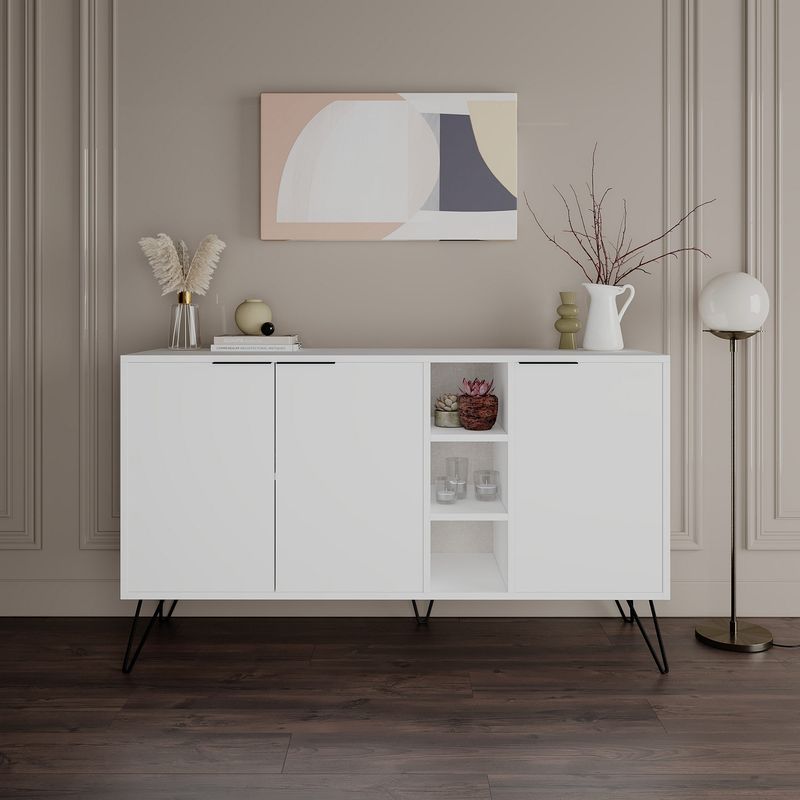 Casa si Gradina - Mobilier - Comode si corpuri - Console - Consola, Hanah Home, pal melaminat, alb, 142x35.6x83 cm - Infinity.ro