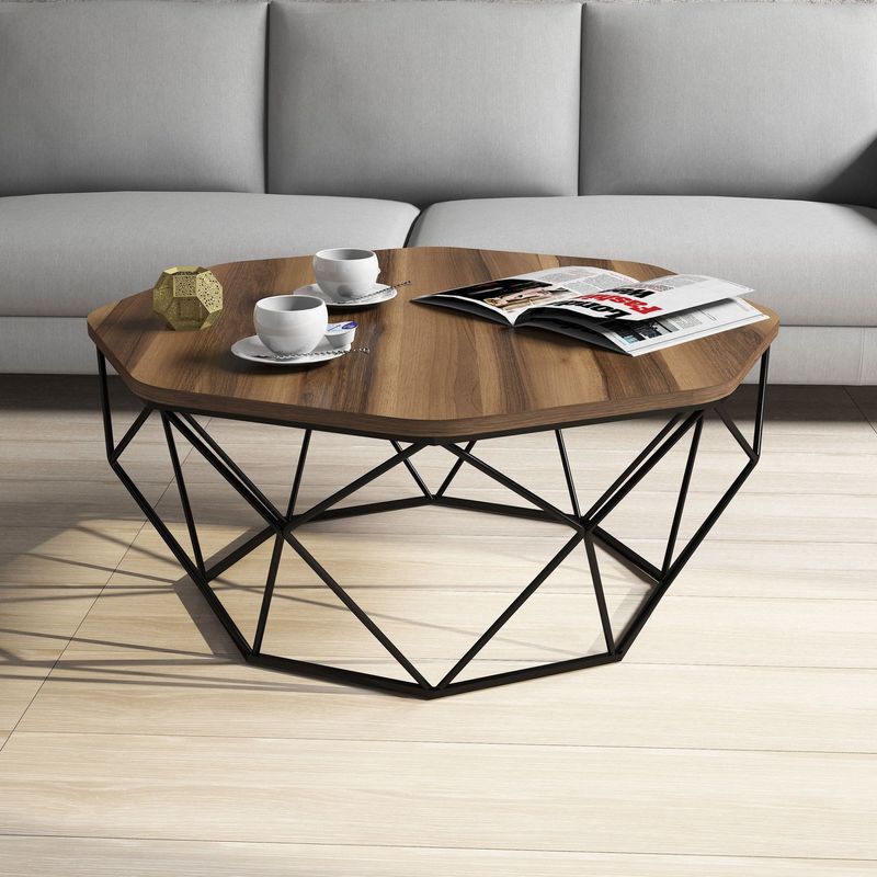 Casa si Gradina - Mobilier - Mese si birouri - Masute de cafea - Masuta de cafea, Hanah Home, pal melaminat, nuc, 90x90x38 cm - Infinity.ro