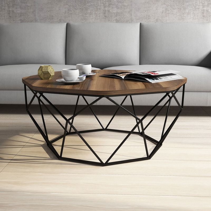 Casa si Gradina - Mobilier - Mese si birouri - Masute de cafea - Masuta de cafea, Hanah Home, pal melaminat, nuc, 90x90x38 cm - Infinity.ro