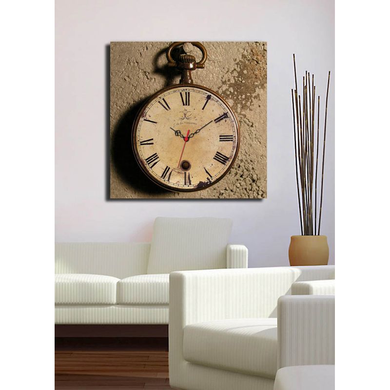 Casa si Gradina - Decoratiuni - Ceasuri - Ceas de perete decorativ, Wallxpert, panza suede, multicolor, 45x45 cm, rama lemn - Infinity.ro