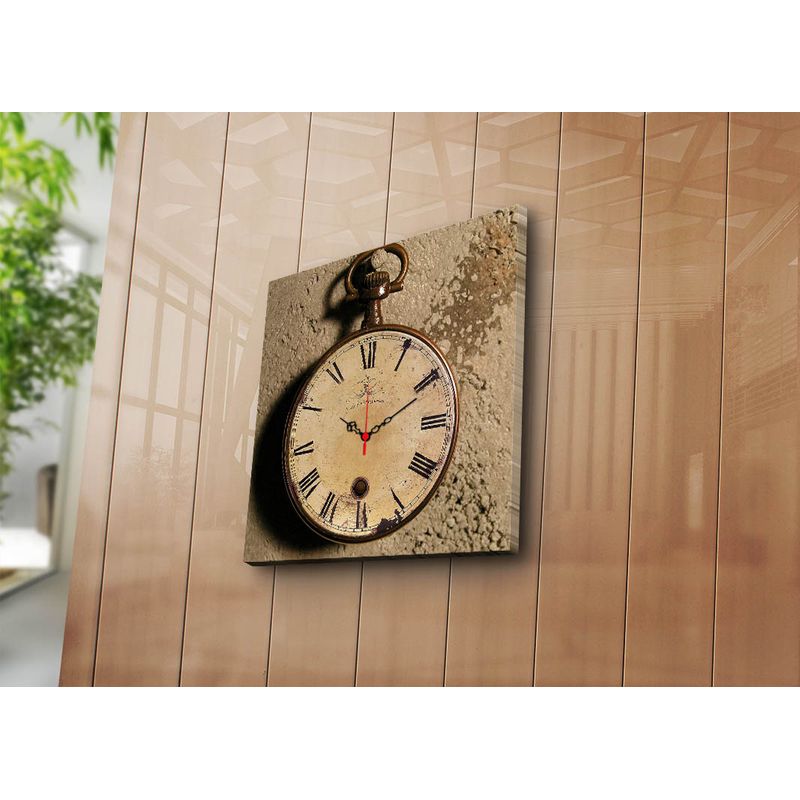 Casa si Gradina - Decoratiuni - Ceasuri - Ceas de perete decorativ, Wallxpert, panza suede, multicolor, 45x45 cm, rama lemn - Infinity.ro