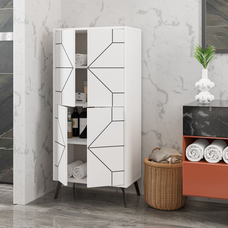 Casa si Gradina - Mobilier - Dulapuri si sifoniere - Dulapuri - Dulap multifunctional, Hanah Home, pal melaminat, alb, 62.6x35.6x136 cm - Infinity.ro