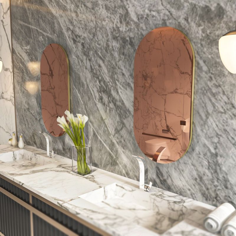 Casa si Gradina - Mobilier - Mobilier baie - Oglinzi baie - Oglinda baie, Hanah Home, mdf, bronz si auriu, 45x85x2.2 cm - Infinity.ro