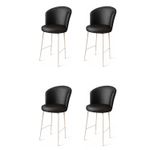 Casa si Gradina - Mobilier - Scaune si fotolii - Tabureti - Set tabureti bar, Hanah Home, metal, piele ecologica, alb-negru, 46x40x107 cm, 4 bucati - Infinity.ro