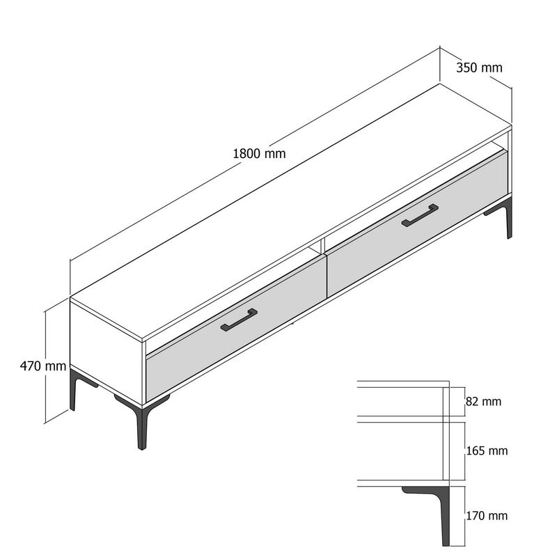 Casa si Gradina - Mobilier - Comode si corpuri - Comode - Comoda tv, Hanah Home, pal melaminat, nuc si crem, 180x47x35 cm, 845HCT5519 - Infinity.ro