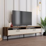Casa si Gradina - Mobilier - Comode si corpuri - Comode - Comoda tv, Hanah Home, pal melaminat, nuc si crem, 180x47x35 cm, 845HCT5519 - Infinity.ro