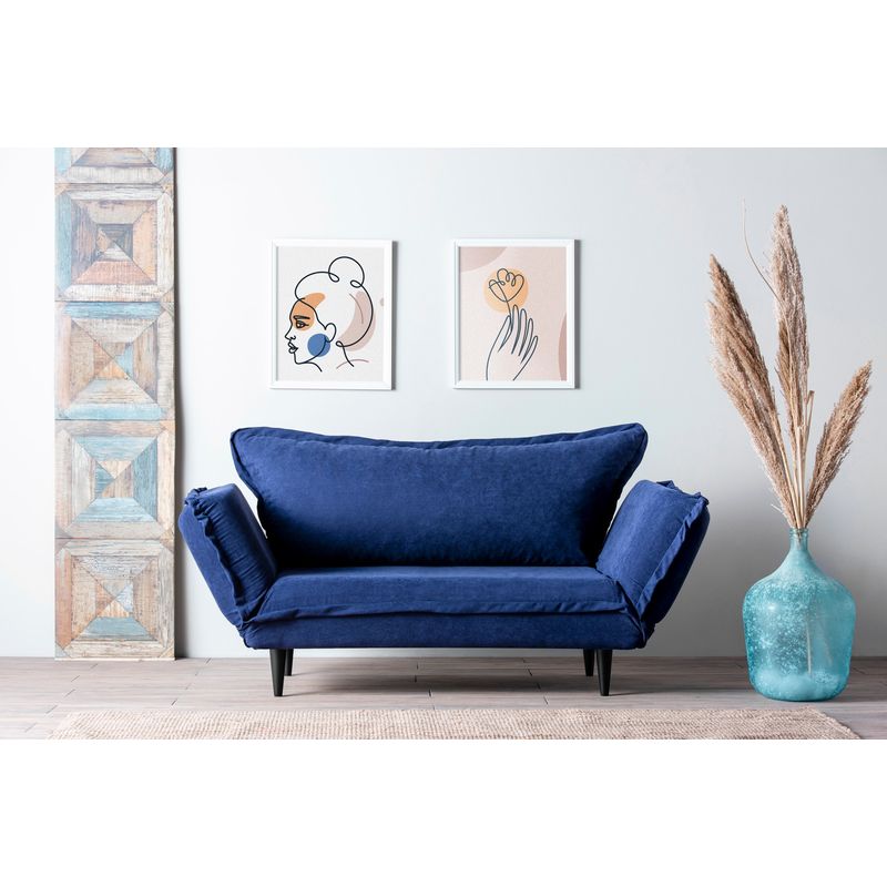 Casa si Gradina - Mobilier - Canapele si coltare - Canapele - Canapea extensibila, Hanah Home, stofa in, albastru marin, 200x70 cm - Infinity.ro