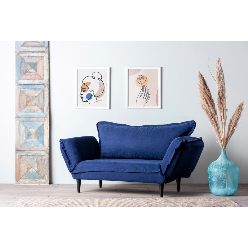 Casa si Gradina - Mobilier - Canapele si coltare - Canapele - Canapea extensibila, Hanah Home, stofa in, albastru marin, 200x70 cm - Infinity.ro