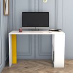 Casa si Gradina - Mobilier - Mese si birouri - Birouri - Birou de studiu, Hanah Home, pal melaminat, alb si galben, 120x60x75.4 cm - Infinity.ro