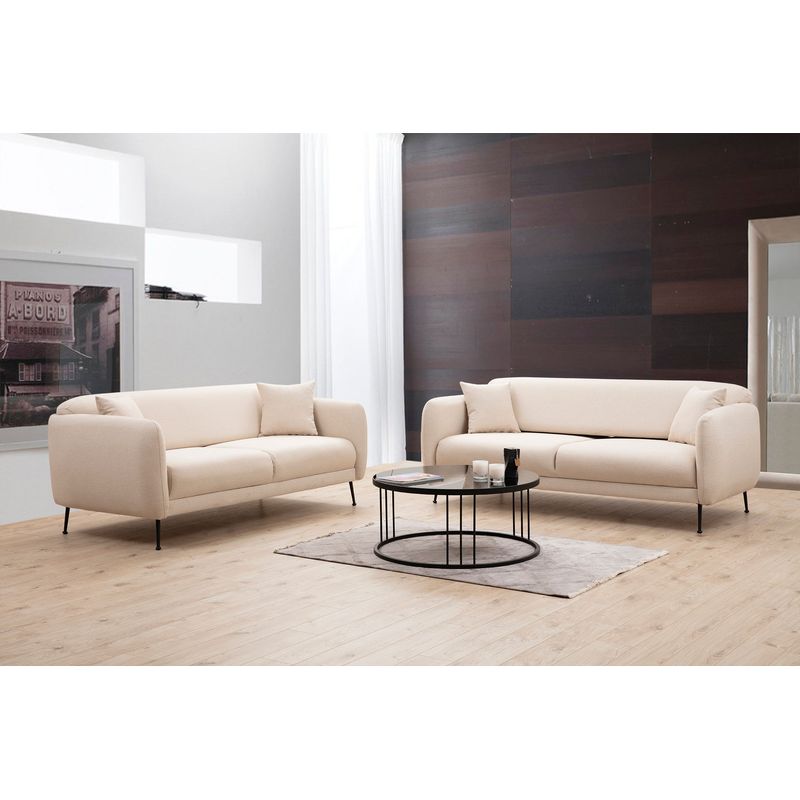 Casa si Gradina - Mobilier - Canapele si coltare - Canapele - Canapea extensibila 3 locuri, Hanah Home, lemn fag si PAL, bej, 214x98x85 cm - Infinity.ro