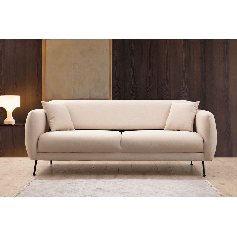 Casa si Gradina - Mobilier - Canapele si coltare - Canapele - Canapea extensibila 3 locuri, Hanah Home, lemn fag si PAL, bej, 214x98x85 cm - Infinity.ro