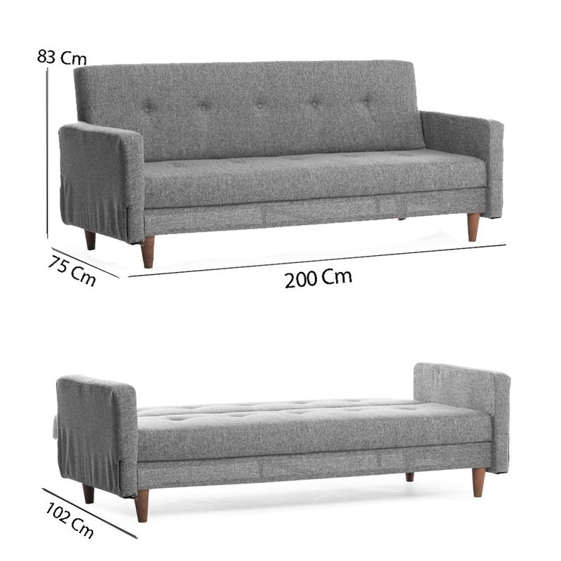 Casa si Gradina - Mobilier - Canapele si coltare - Canapele - Canapea extensibila, Atelier Del Sofa, metal, gri deschis, 200x83x55 cm - Infinity.ro