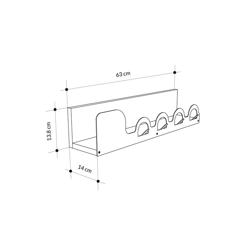Casa si Gradina - Mobilier - Organizare si depozitare - Cuiere - Cuier, Hanah Home, metal, stejar, 63x14x14 cm - Infinity.ro