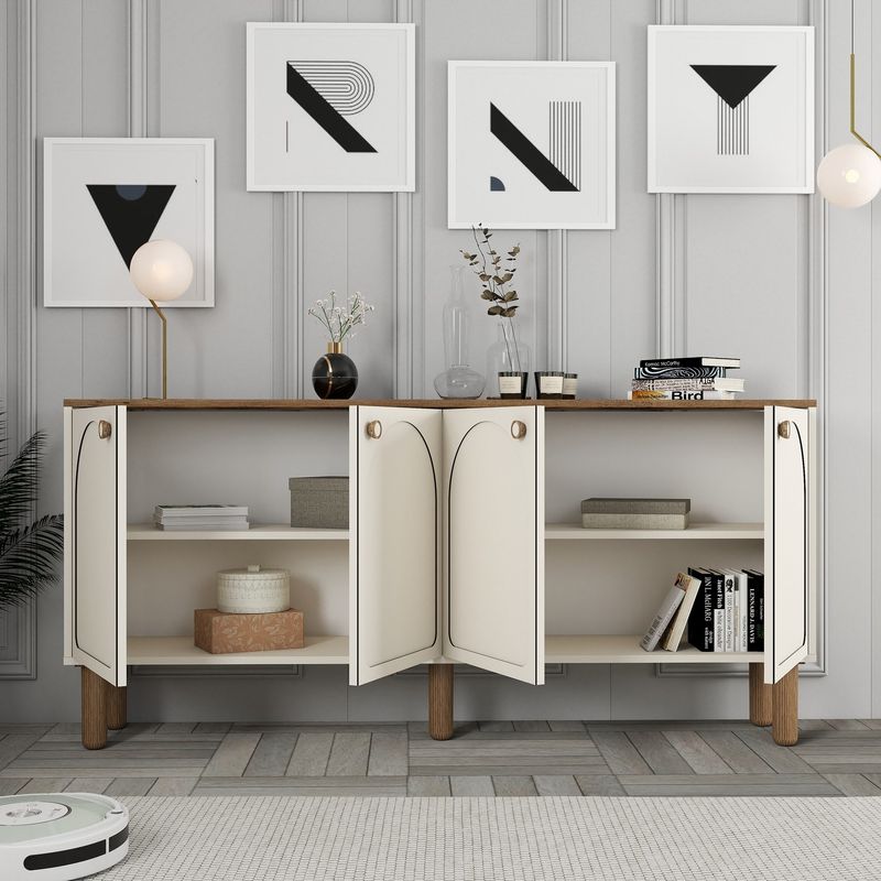 Casa si Gradina - Mobilier - Comode si corpuri - Console - Consola, Hanah Home, pal melaminat, crem, 180x84x35 cm - Infinity.ro