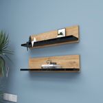 Casa si Gradina - Mobilier - Biblioteci si rafturi - Rafturi - Raft de perete, Hanah Home, pal melaminat, pin atlantic si negru, 60x15x13 cm - Infinity.ro