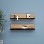 Casa si Gradina - Mobilier - Biblioteci si rafturi - Rafturi - Raft de perete, Hanah Home, pal melaminat, pin atlantic si negru, 60x15x13 cm - Infinity.ro