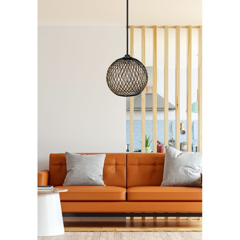 Casa si Gradina - Corpuri si surse de iluminat - Lustre si pendule - Lustra, Opviq, iuta, maro ecru negru, 24x22x55 cm, lucrata manual - Infinity.ro
