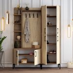 Casa si Gradina - Mobilier - Organizare si depozitare - Cuiere - Cuier, Hanah Home, pal melaminat, nuc si travertin, 150x35x200 cm - Infinity.ro