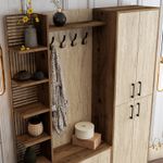 Casa si Gradina - Mobilier - Organizare si depozitare - Cuiere - Cuier, Hanah Home, pal melaminat, nuc si travertin, 150x35x200 cm - Infinity.ro