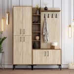 Casa si Gradina - Mobilier - Organizare si depozitare - Cuiere - Cuier, Hanah Home, pal melaminat, nuc si travertin, 150x35x200 cm - Infinity.ro