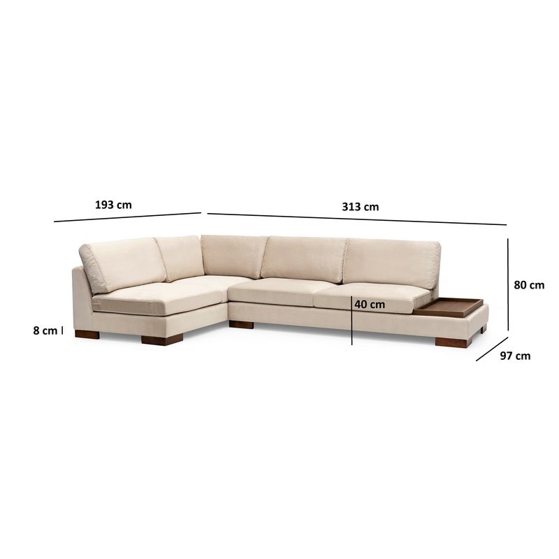 Casa si Gradina - Mobilier - Canapele si coltare - Coltare - Coltar, Hanah Home, lemn fag si pal, bej, 193x313x97 cm - Infinity.ro