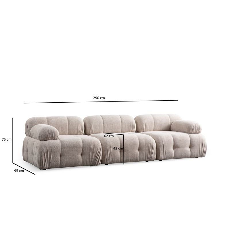 Casa si Gradina - Mobilier - Canapele si coltare - Canapele - Canapea 3 locuri, Atelier Del Sofa, lemn fag si pal, crem, 290x95x75 cm - Infinity.ro