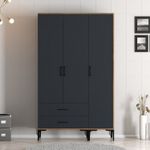 Casa si Gradina - Mobilier - Dulapuri si sifoniere - Sifoniere - Sifonier, Hanah Home, pal melaminat, nuc si antracit, 120x47.5x201.4 cm, 845HCT5459 - Infinity.ro