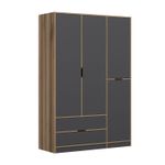 Casa si Gradina - Mobilier - Dulapuri si sifoniere - Sifoniere - Sifonier, Hanah Home, pal melaminat, antracit si dore, 140x52x208 cm - Infinity.ro