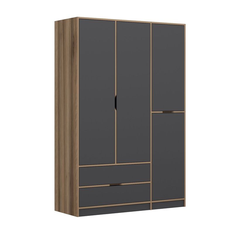 Casa si Gradina - Mobilier - Dulapuri si sifoniere - Sifoniere - Sifonier, Hanah Home, pal melaminat, antracit si dore, 140x52x208 cm - Infinity.ro