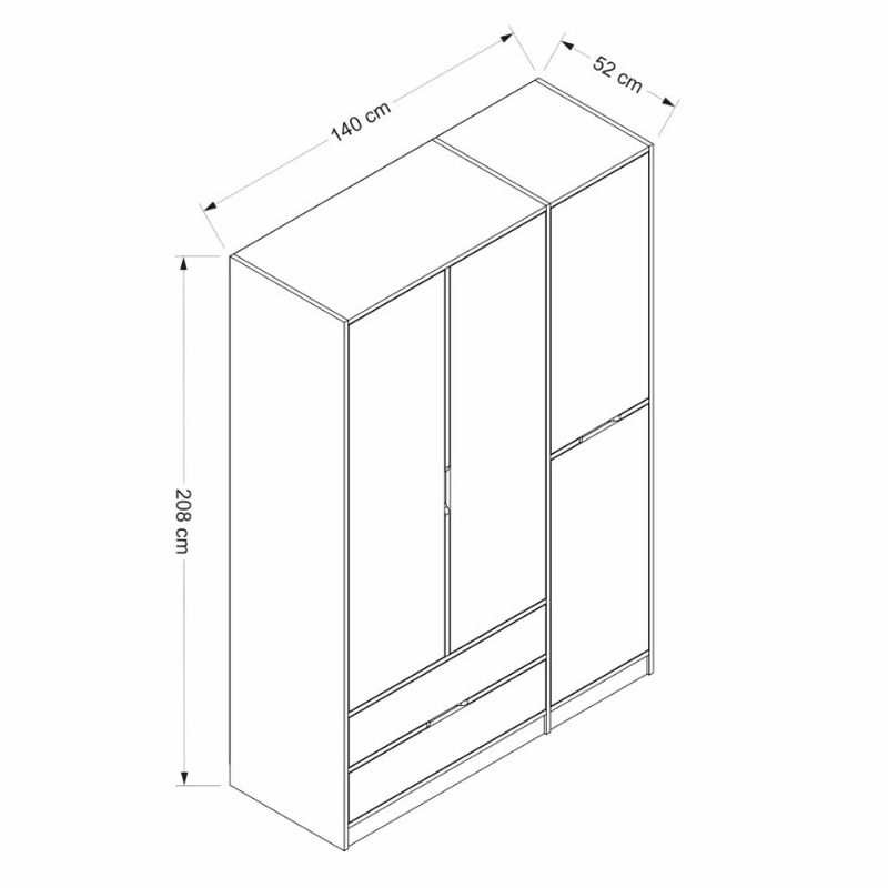 Casa si Gradina - Mobilier - Dulapuri si sifoniere - Sifoniere - Sifonier, Hanah Home, pal melaminat, antracit si dore, 140x52x208 cm - Infinity.ro