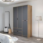 Casa si Gradina - Mobilier - Dulapuri si sifoniere - Sifoniere - Sifonier, Hanah Home, pal melaminat, antracit si dore, 140x52x208 cm - Infinity.ro