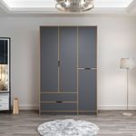 Casa si Gradina - Mobilier - Dulapuri si sifoniere - Sifoniere - Sifonier, Hanah Home, pal melaminat, antracit si dore, 140x52x208 cm - Infinity.ro