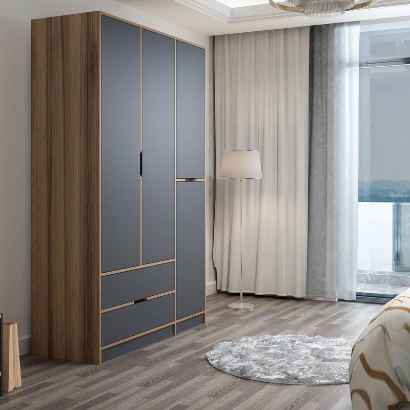 Casa si Gradina - Mobilier - Dulapuri si sifoniere - Sifoniere - Sifonier, Hanah Home, pal melaminat, antracit si dore, 140x52x208 cm - Infinity.ro