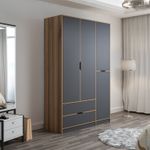 Casa si Gradina - Mobilier - Dulapuri si sifoniere - Sifoniere - Sifonier, Hanah Home, pal melaminat, antracit si dore, 140x52x208 cm - Infinity.ro