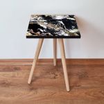 Casa si Gradina - Mobilier - Mese si birouri - Masute de cafea - Masuta laterala, Hanah Home, mdf, negru alb auriu, 35x35x42 cm, 481LNA1749 - Infinity.ro