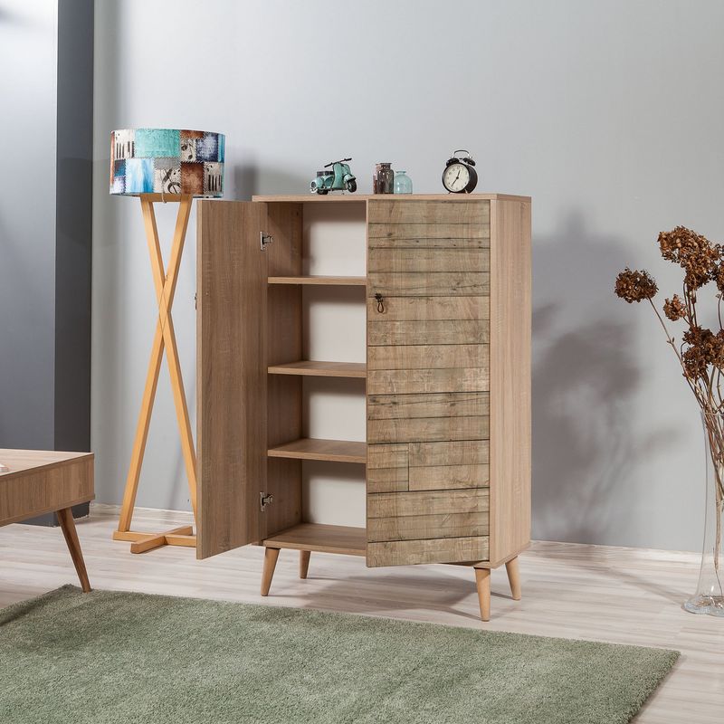 Casa si Gradina - Mobilier - Dulapuri si sifoniere - Dulapuri - Dulap multifunctional, Hanah Home, pal melaminat, stejar sonoma, 80x36x127 cm, 863SPH3928 - Infinity.ro