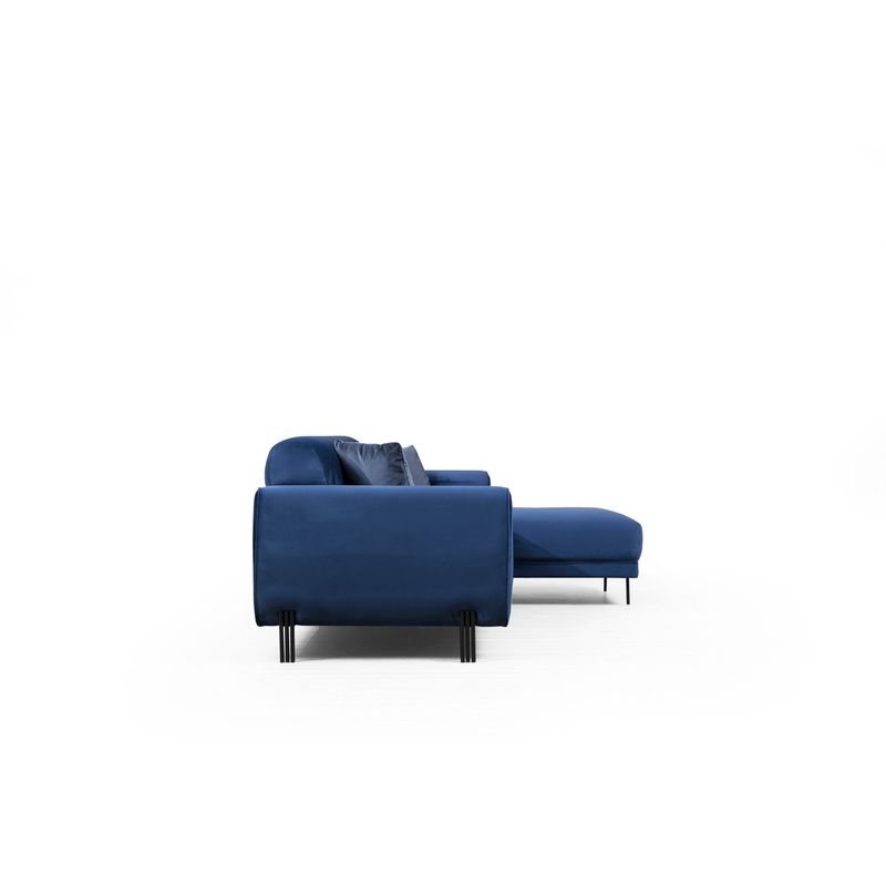Casa si Gradina - Mobilier - Canapele si coltare - Coltare - Coltar extensibil, Hanah Home, lemn fag si panouri aglomerate, albastru marin, 287x169x96 cm - Infinity.ro