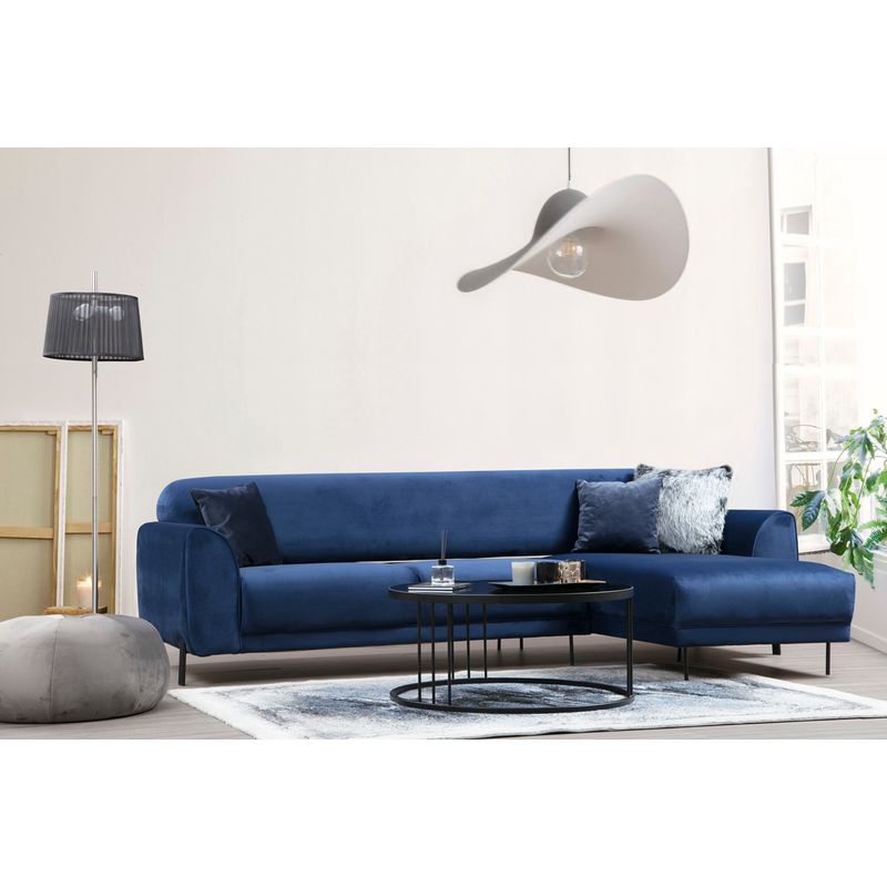 Casa si Gradina - Mobilier - Canapele si coltare - Coltare - Coltar extensibil, Hanah Home, lemn fag si panouri aglomerate, albastru marin, 287x169x96 cm - Infinity.ro