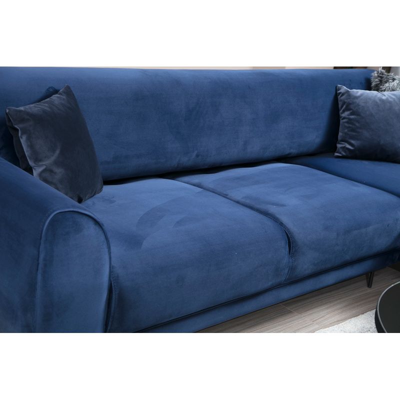 Casa si Gradina - Mobilier - Canapele si coltare - Coltare - Coltar extensibil, Hanah Home, lemn fag si panouri aglomerate, albastru marin, 287x169x96 cm - Infinity.ro