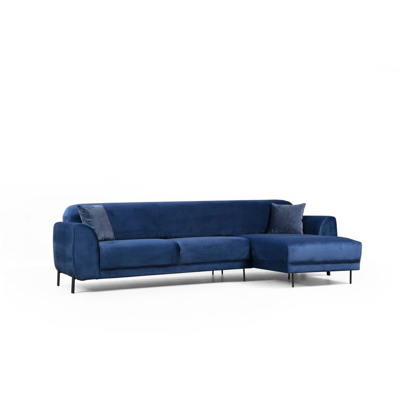 Casa si Gradina - Mobilier - Canapele si coltare - Coltare - Coltar extensibil, Hanah Home, lemn fag si panouri aglomerate, albastru marin, 287x169x96 cm - Infinity.ro