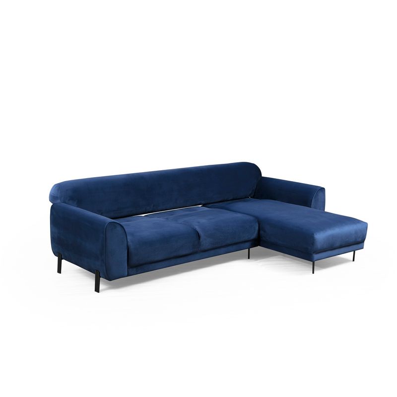 Casa si Gradina - Mobilier - Canapele si coltare - Coltare - Coltar extensibil, Hanah Home, lemn fag si panouri aglomerate, albastru marin, 287x169x96 cm - Infinity.ro