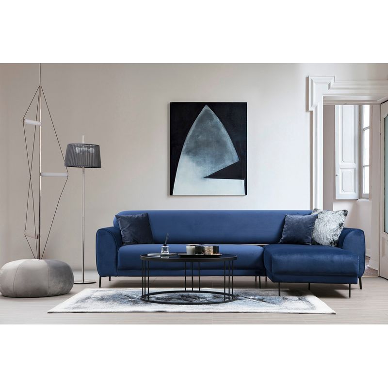 Casa si Gradina - Mobilier - Canapele si coltare - Coltare - Coltar extensibil, Hanah Home, lemn fag si panouri aglomerate, albastru marin, 287x169x96 cm - Infinity.ro